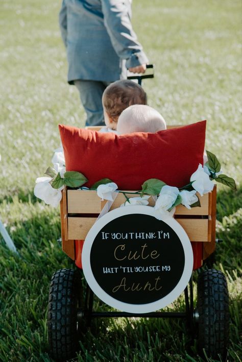 Wagon Ring Bearer, Decorate Wagon For Wedding, Wagon Wedding Ring Bearer, Wedding Wagon Decorations, Ring Bearer Wagon Ideas, Wedding Wagon For Ring Bearer, Flower Girl Wagon Ideas, Wedding Wagons For Flower Girl, Diy Wedding Wagon