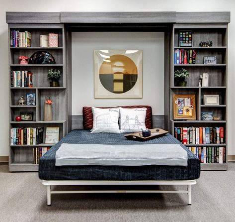 Murphy Bed Design Ideas & Wall Beds | The Closet Works Bed Orientation, Bed Styles, Horizontal Murphy Bed, Murphy Bed Ikea, Modern Murphy Beds, Space Saving Beds, Murphy Bed Diy, Murphy Bed Plans, Bed Shelves