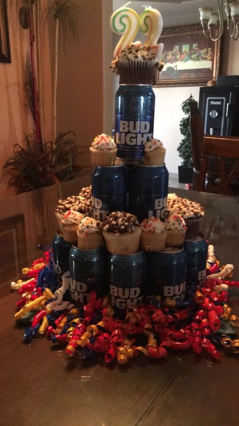 DIY Beer Cake for my boyfriends 22nd bday!! 22 Men Birthday Ideas, Mens 22nd Birthday Ideas, Birthday Cake For 22 Year Old Guy, 22nd Birthday Boyfriend, 22 Birthday Ideas For Him Men, 22nd Birthday Cake For Guys, 21st Birthday Beer Cake For Guys, 22 Birthday Ideas, Diy Beer Cake