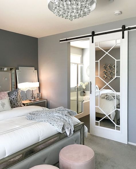 Mirror Barn Door, Mirrored Doors, Doors Exterior, Barn Door Designs, Doors Sliding, Interior Barn Doors, Remodel Bedroom, Master Bedrooms Decor, Closet Bedroom