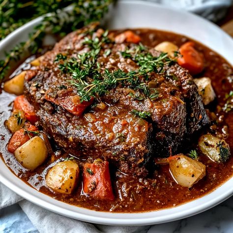 Italian Pot Roast: A Hearty and Flavorful Recipe Tuscan Style Pot Roast, Pot Roast Natashas Kitchen, Vegetable Pot Roast, Middle Eastern Pot Roast, Italian Chuck Roast Recipes, Italian Chuck Roast Crock Pot, Italian Style Pot Roast, Italian Pot Roast (stracotto), Cast Iron Pot Roast