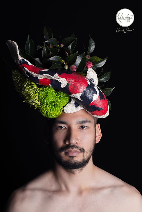 To create this incredible headress, artist Hanayuishi Takaya scultped a koi fish out of papier maché and then painted its distinctive pattern using Chalk Paint® in Original, Emperor’s Silk and Graphite. He then used Annie Sloan Craqueleur and dark Chalk Paint® Wax to evoke the scales of the fish.  Hanayuishi Takaya is Annie Sloan's first Painter in Residence from Japan.  To find out more about this project, visit the Annie Sloan blog. Fish Headpiece, Decorative Furniture Painting, Annie Sloan Paint Colors, Real Milk Paint, Using Chalk Paint, Annie Sloan Paints, Dark Wax, Paint Colour, Annie Sloan Chalk Paint