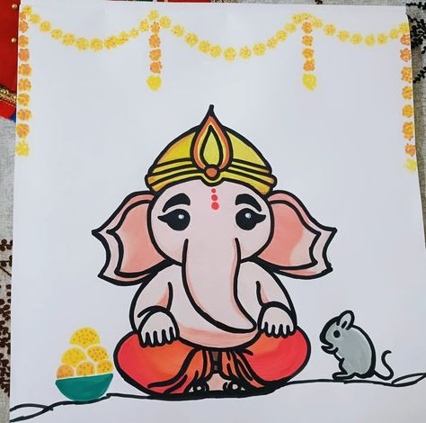 Cute Ganesha ji Drawing Of Ganesh Ji, Ganesh Ji Drawing, Cute Ganesha, Lakshmi Maa, Ganesha Drawing, Ganesh Ji, Ganesh Art, Drawing For Kids, Ganesha