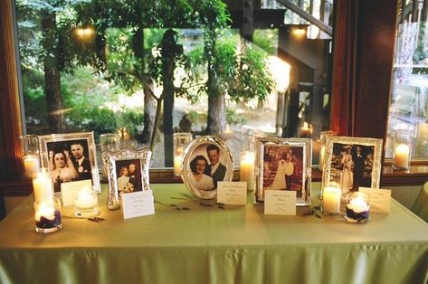 such a fun idea. we should totally get wedding photos from parents and grandparents! Family Wedding Pictures, Family Wedding Photos, Memory Table, Guest Book Table, Parents Wedding, Boda Mexicana, Future Mrs, Wedding Memorial, Family Wedding