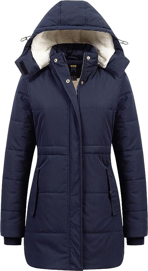 CREATMO US Women's Thicken Sherpa Winter Coat Puffy Warm Snow Jacket With Removable Hood Winter Jackets Women Cold Weather, Cold Weather Dresses, Harsh Winter, Coats Women, Jacket Parka, Puffy Jacket, Warm Hug, Sherpa Jacket, Snow Jacket