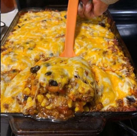 Throw Together Mexican Casserole, Beef Enchilada Casserole, Mexican Casserole Recipe, Beef Enchilada, Enchilada Ingredients, Canning Sweet Corn, Enchilada Casserole Recipes, Grandma's Recipes, Casserole Easy