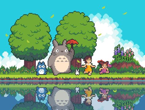 Pixilart - Free Online Art Community and Pixel Art Tool Personajes Studio Ghibli, Arte Gif, Piskel Art, Pixel Art Background, Cute Mobile Wallpapers, Pixel Animation, Arte 8 Bits, 8bit Art, Cool Pixel Art