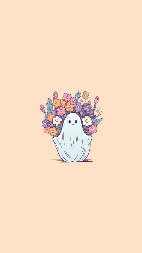 Summer Spooky Wallpaper, Spring Ghost Wallpaper, Floral Ghost Wallpaper, Watch Screen Wallpaper, Aesthetic Ghost Wallpaper, Ghost Aesthetic Wallpaper, Spooky Wallpaper Iphone, Cute Ghost Wallpaper, Easter Wallpaper Iphone