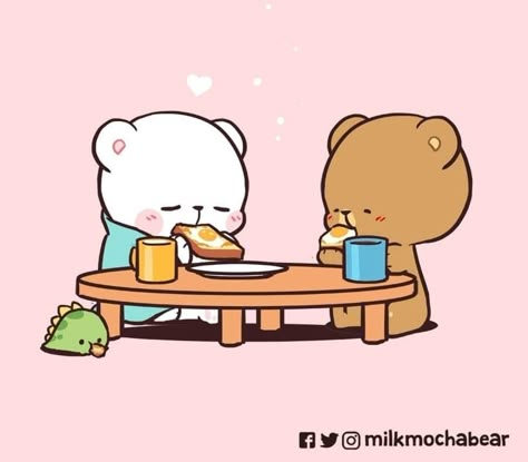 Cute Bear Couple, Milk Bear, Calin Gif, Milk And Mocha, Mocha Bear, 귀여운 음식 그림, Chibi Cat, Milk & Mocha, Cute Bear Drawings