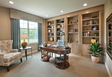 Library And Office Room, Home Office For Her, Office For Her, Built In Office, Conversation Room, Executive Office Design, Nook Library, Office Layouts, Study Home Office