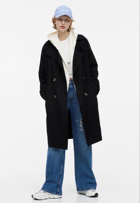 Knee Length Coat, Trench Coat Outfit, Coat Outfit, Double Breasted Trench Coat, Long Trench Coat, Trench Coat Black, Black Knees, Coat Outfits, Women's Coats & Jackets