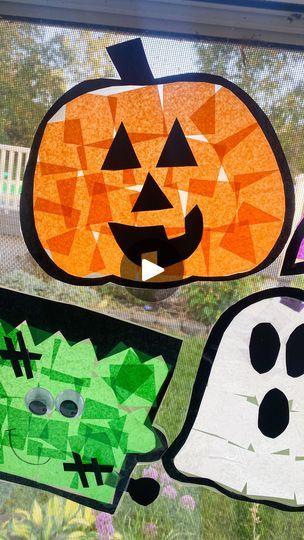 74K views · 8.8K reactions | Halloween Suncatchers 🎃 follow @abcdeelearning for more kids ideas. Comment SPOOKY to get the directions, supply list, and free templates to create these crafts for your house or in the classroom 👻 | Deena Keller | The Citizens of Halloween · This Is Halloween (From "The Nightmare Before Christmas" Soundtrack) Halloween Crafts For Window, Contact Paper Suncatcher, Window Tape Art, Contact Paper Activities, Halloween Suncatchers, Contact Paper Crafts, Halloween Classroom Decorations, Thanksgiving Crafts Preschool, Ghost Crafts