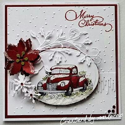 Love the vintage cars on Christmas cards.... Poinsettia Cards, Car Christmas, Fake Snow, Christmas Card Inspiration, Homemade Christmas Cards, Stampin Up Christmas, Diy Christmas Cards, Christmas Cards To Make, Christmas Card Design