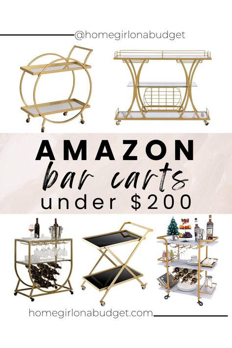 Simple Bar Cart Styling, Bar Cart Amazon, Bar Cart Round, Classy Bar Cart, Bar Cart Modern, Small Home Ideas, Glam Bar Cart, Small Bar Cart, Bar Cart Black