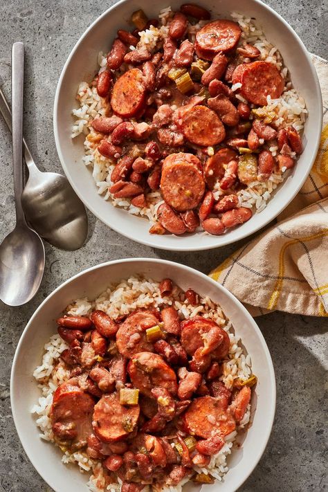 Authentic Louisiana Red Beans and Rice Millie Peartree Recipes, Sausage Beans And Rice, Louisiana Red Beans And Rice Recipe, Cajun Red Beans, Sausage Beans, Sausage And Rice, Ww Dinner, Red Beans N Rice Recipe, Sausage Rice