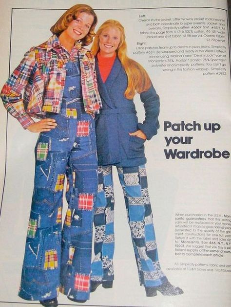 Really Awful 1970's Fashion - Joyenergizer 70s Patchwork Jeans, Granny Quilt, 70s Patchwork, 1970 Fashion, Prom Pics, Ugly Outfits, Patchwork Pants, 70s Denim, 70 Fashion