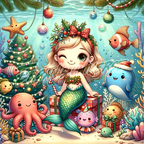 Who could imagine a world under the sea with creatures cute enough to decorate a christmas tree? #cute #vintagestuff #christmas #mermaid Christmas Mermaid, Decorate A Christmas Tree, Mermaid Artwork, Mermaid Christmas, Undersea World, Real Mermaids, Mother Art, Celebrating Christmas, Cute Face