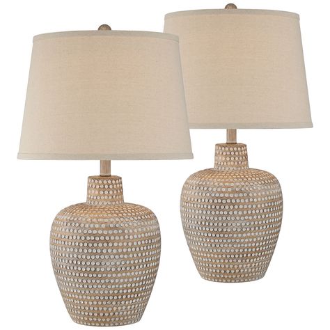 Farmhouse Table Lamps, Cottage Table, Rustic Farmhouse Table, Beige Living Rooms, Country Cottage Style, Bedside Night Stands, Table Lamp Sets, Rustic Living, Southwest Style