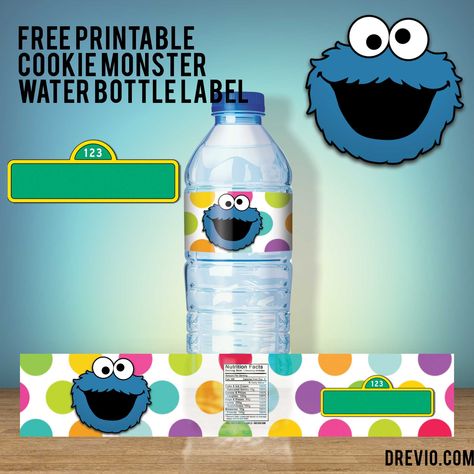 FREE Printable Sesame Street Water Bottle Labels – Our Best Collections | Download Hundreds FREE PRINTABLE Birthday Invitation Templates Monster Water, Elmo Birthday Invitations, Sesame Street Birthday Invitations, Cookie Monster Birthday Party, Birthday Party Invitations Free, Printable Water Bottle Labels, Water Bottle Labels Template, Bubble Bottle, Sesame Street Birthday Party