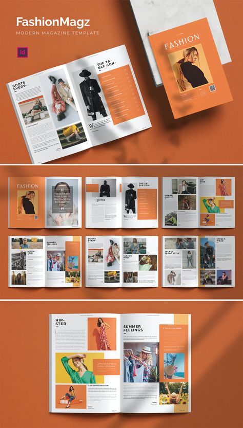 Fashion Magazine Template InDesign - 14 Pages College Magazine Ideas, Indesign Tricks, Magazine Layout Design Templates, Fashion Layout Design, Fashion Magazine Layout Design, Catering Branding, Publication Layout, Magazine Design Layout, Indesign Templates Free