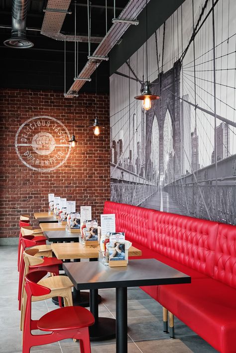 Grill Restaurant Design, Burger Restaurant Design, Juice Bar Interior, Restaurant Seating Design, Kfc Restaurant, Bistro Interior, Restaurant Lights, Pizza Store, Doner Kebab