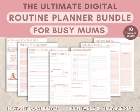 Busy Mom Planner Digital Household Planner, Home Organization Planner For Moms, Morning Routine Printable Planner Journal, Mothers Day Gifts https://etsy.me/45ZY0OF #digitalplanner #planner #momplanner #plannertemplate #digitaltemplates #productivityplanner #postpartum Morning Routine Printable, Busy Mom Planner, Planner For Moms, Organization Planner, Routine Printable, Mom Planner, Household Planner, Busy Mum, Routine Planner