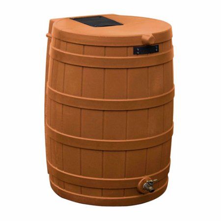 The Rain Wizard 40 can provide gallons of pure, unchlorinated water. During heavy rainfalls, a typical roof can produce hundreds of gallons of water. By saving that water, you can reduce your average water usage by up to 40 percent. This terra cotta 40-gallon rain barrel's plastic screen mesh is newly designed to keep out bugs, animals and debris while still being easy to remove for cleaning and maintenance and is gentle on skin. A front side overflow keeps water from flooding against your outsi Rain Barrels, Rain Chain, Wood Grain Texture, Rainwater Harvesting, Rain Barrel, Gallon Of Water, Good Ideas, Water Usage, Oak Barrel