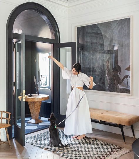 Décor | At Home With: Interior Designer & Blogger Athena Calderone Steel Frame Doors, Vstupná Hala, Venetian Plaster Walls, Athena Calderone, Brooklyn Brownstone, Hal Decor, Inside Interiors, Appartement Design, Deco Originale