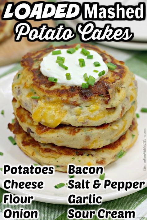 Mashed Potato Cake Recipe, Bacon Mashed Potatoes, Mashed Potato Pancakes, Potato Cakes Recipe, Mashed Potato Cakes, Loaded Mashed Potatoes, Instant Mashed Potatoes, Instant Potatoes, Making Mashed Potatoes