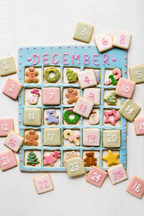 Cookie Advent Calendar | Constellation Inspiration Cookie Advent Calendar, Happy First Day Of December, First Day Of December, Japanese Cookies, Christmas Cookie Box, Square Cookies, Edible Cookies, Advent Calenders, Holiday Box