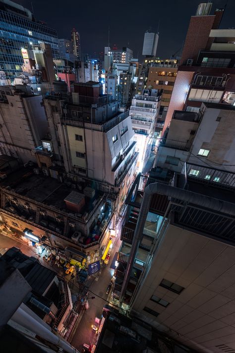 Dark Tokyo From Above: Photographer captures Japan's neon capital from rooftops | Creative Boom Tokyo Streets, City At Night, Japan Street, Tokyo Street, Cyberpunk Aesthetic, Cyberpunk City, Perspective Art, Japan Aesthetic, Aesthetic Japan