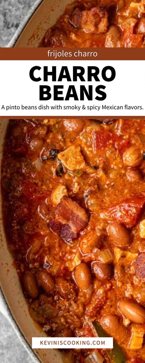 Mexican Pork And Beans, Spicy Mexican Beans, Spicy Pinto Bean Recipes, Baked Beans With Chorizo, Churro Beans Mexican, Chorizo Baked Beans, Mexican Baked Beans, Pork N Beans Recipe, Charro Beans Mexican