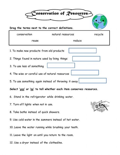 Ways to Conserve online worksheet for Grade 4. You can do the exercises online or download the worksheet as pdf. Natural Resources Worksheet, Natural Resources Lesson, Natural Resources Activities, Free Addition Worksheets, Kindergarten Addition Worksheets, Second Grade Science, Conservation Of Natural Resources, Literacy Worksheets, Free Preschool Worksheets