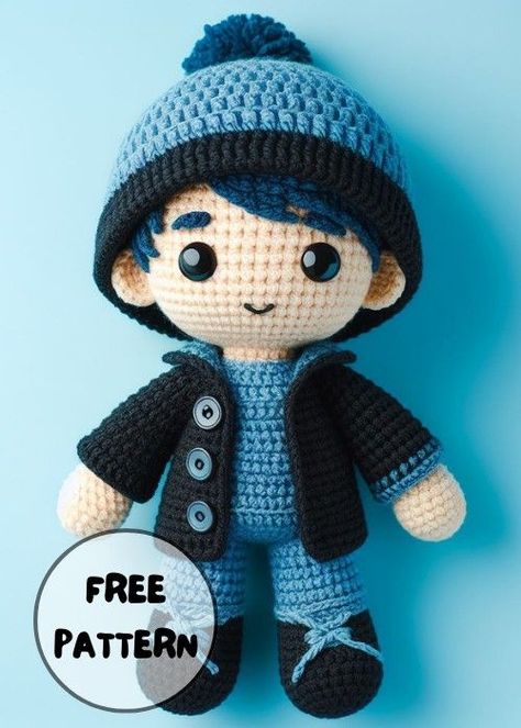 Master the Crochet Boy Amigurumi Idea with this engaging tutorial to create charming crochet boy dolls that will enchant kids and adults. Crochet Boy Doll Free Pattern, Crochet Ideas For Boys, Crochet Boy Doll, Owl Knitting Pattern, Crochet Baby Projects, Doll Amigurumi Free Pattern, Crochet Toys Free Patterns, Knit Toys, Crochet Animal Amigurumi