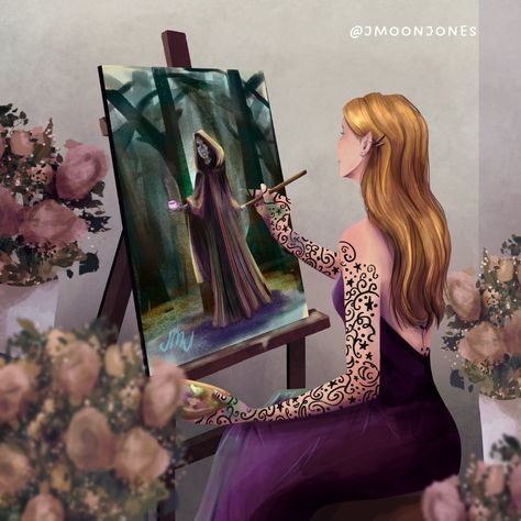 Under The Mountain Fanart, Helion Acotar Fanart, Feyre Painting, Feyre Under The Mountain, Court Of Thrones And Roses, Acotar Fanart, Under The Mountain, Feyre Archeron, Sara J Maas