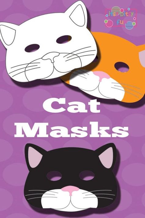 Printable Masks For Kids, Cat Masks, Storytime Crafts, Printable Masks, Cat Activity, Cat Birthday Party, Mask Template, Cat Mask, Animal Masks