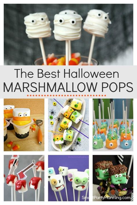 Learn how to make 8 of the best easy and fun Halloween marshmallow pops. Simple chocolate dipped marshmallows with a mixture of sprinkles and other candy attached. These are going to become the kids favorite Halloween treats. Marshmallow Pops Recipe, Marshmallow Halloween, Dipped Marshmallows, Kids Cooking Party, Chocolate Dipped Marshmallows, Halloween Tricks, Marshmallow Dip, Dulces Halloween, Treats Halloween