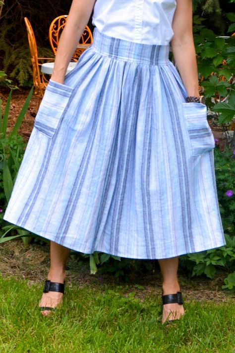 Linen Skirt Pattern, Pocket Skirt Pattern, Sewing Skirt, Skirts Design, Skirt Patterns, Midi Skirt Pattern, Midi Skirt With Pockets, Bacon Salad, Skirt Tutorial