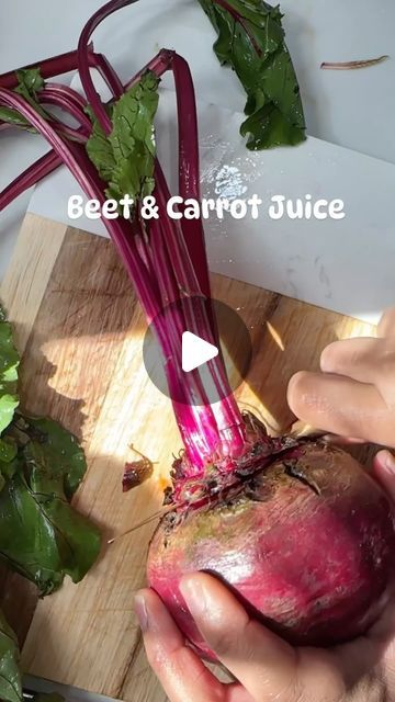 Shanique Simpson on Instagram: "Beet & Carrot Juice Don’t forget to add the beetroot leaves 🍃. Beetroot leaves contains more nutrients than the beetroot bulb. The greens contain B12, which is vital for creating red blood cells and neurotransmitters that your body needs to remain healthy.  If this combo is too earthy for you, add an apple but to me it was pretty sweet.   I am using A Nama J2 Juicer use my code:Shanique10 for 10% off all Juicers and accessories.   #shaniquethekreativevegan #beetroot #beet #beetjuice #juicing #juicer #coldpressed" Beet Carrot Juice, Beetroot Juice, Beet Juice, Carrot Juice, Red Blood, Red Blood Cells, Blood Cells, Juicer, Beets