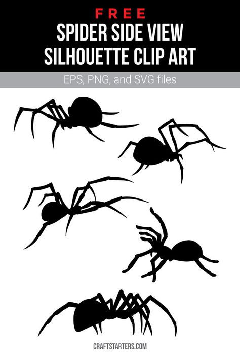 Spider Sillouhette, Spider Side View, Bug Silhouette, Boro Jacket, Spider Silhouette, Easy Tattoos To Draw, Halloween Svgs, Spider Svg, Halloween Poems