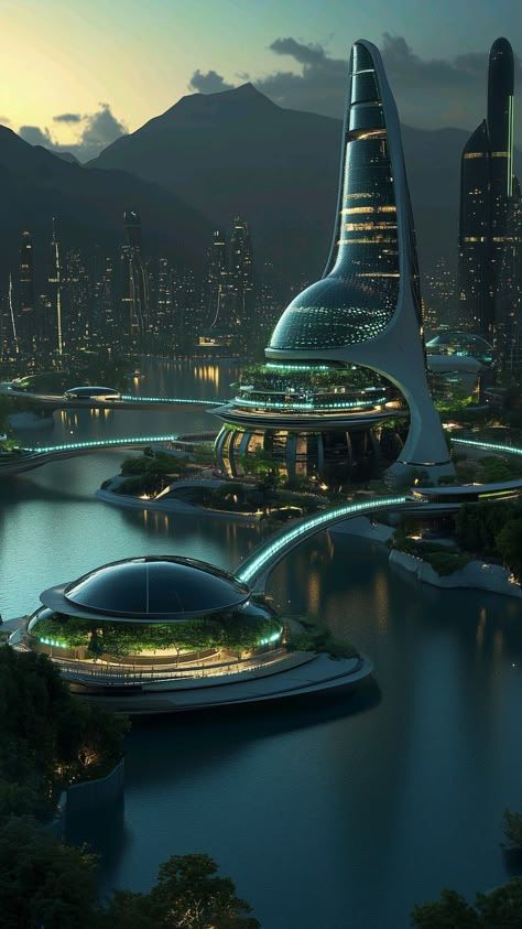 Hi Friends Some Surprise able Thing is waiting for you click on the given below link Futuristic City Utopia, Sci Fi Architecture, Sci Fi Landscape, Futuristic Building, Future Buildings, Star Trek Images, City Club, Star City, Cyberpunk City