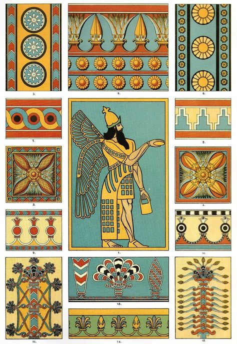 Treasury of Ornament003 | bibliodyssey.blogspot.com/2009/06/… | Flickr Egyptian Pattern, Egyptian Painting, Ancient Babylon, Ancient Sumerian, Egyptian Design, Ancient Persia, Ancient Mesopotamia, Ancient Persian, Art Ancien