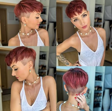 Red Undercut, Short Shaved Hairstyles, Funky Short Hair, Short Red Hair, Cool Short Hairstyles, Short Hair Pixie Cuts, Short Hair Undercut, Super Short Hair, Edgy Short Hair