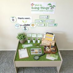 I must say, setting up discovery tables are my new favourite thing ever! I set up this living things and their needs discovery table a few… Train Table Hack, Discovery Table, Science Area, Reggio Inspired Classrooms, Reggio Classroom, Preschool Rooms, Pizza Shop, Train Table, Nature School