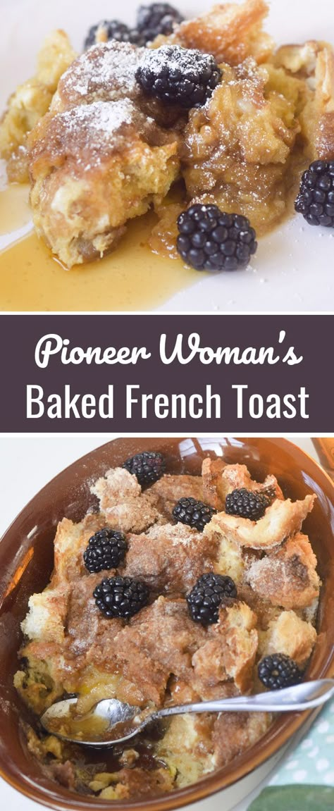 PIoneer Woman's Baked French Toast - Recipe Diaries #frenchtoast #breakfast French Toast Casserole Pioneer Woman, French Toast Ideas, Quick French Toast, Strawberry French Toast Casserole, Baked French Toast Recipe, Bridal Brunch Shower, Berry French Toast Casserole, Sourdough French Toast, Casserole Crockpot