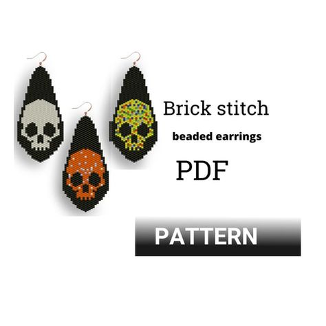 Everyday Crafts, Diy Seed Bead Earrings, Seed Bead Crafts, Seed Bead Pattern, Halloween Beads, Brick Stitch Earrings, Brick Stitch Pattern, Seed Bead Patterns, Holiday Earrings