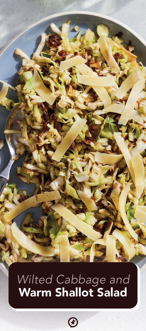 Wilted Cabbage and Warm Shallot Salad - Start Healthy Warm Cabbage Salad, Wilted Cabbage, Shallot Dressing, Comforting Casseroles, Cabbage Salad Recipes, Winter Vegetables, Winter Salad, Summer Dishes, Cabbage Salad