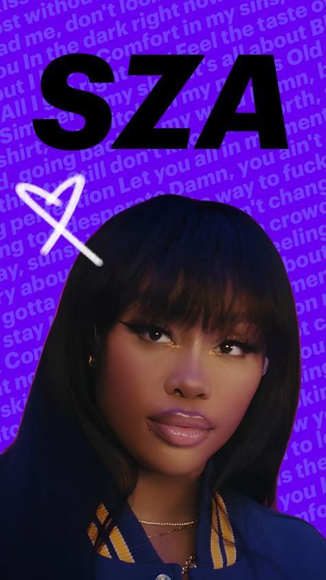 #sza #music #randb #soul #hiphop #minimalist #normalgirl #killbill #snooze #sos #low #kissmemore #dojacat #nobodygetsme #ctrl #brokenclocks #artist #singer #wallpaper #allthestars #special #lizzo Sza Drawing Pencil Art, Sza Aesthetic Wallpaper Purple, Saturn By Sza, Sza Wallpapers Aesthetic, Sza Singer Wallpaper, Sza Singer Painting, Sza Wallpapers Laptop, Ctrl Sza Wallpaper, Sza Fanart