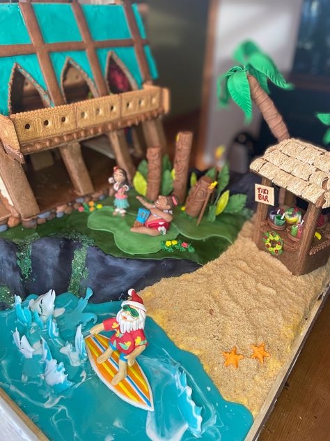 Hawaiian Gingerbread House, Gingerbread Contest, Homemade Gingerbread House, Gingerbread Ideas, House Entry, Lake Party, Homemade Gingerbread, Gingerbread House Designs, Candy House