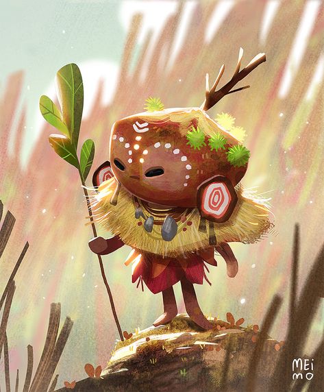 little earth spirit on Behance Arte Indie, Earth Spirit, Picture Books Illustration, Mythical Creatures Art, Game Character Design, Creature Design, Creature Art, Grafik Design, Character Illustration